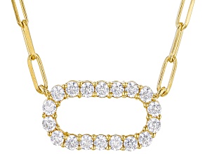 White Cubic Zirconia 18k Yellow Gold Over Sterling Silver Paperclip Necklace 1.00ctw