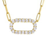 White Cubic Zirconia 18k Yellow Gold Over Sterling Silver Paperclip Necklace 1.00ctw
