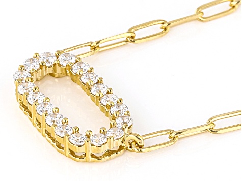 White Cubic Zirconia 18k Yellow Gold Over Sterling Silver Paperclip Necklace 1.00ctw