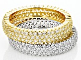 White Cubic Zirconia Rhodium And 18lk Yellow Gold Over Sterling Silver Ring Set 3.74ctw