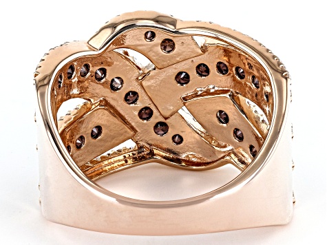 Mocha And White Cubic Zirconia 18k Rose Gold Over Sterling Silver Ring 2.99ctw