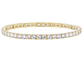 White Cubic Zirconia 18k Yellow Gold Over Sterling Silver Stretch Tennis Bracelet 18.80ctw