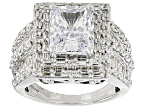 White Cubic Zirconia Rhodium Over Sterling Silver Ring 7.63ctw