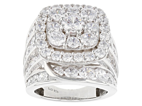White Cubic Zirconia Rhodium Over Sterling Silver Ring 13.56ctw