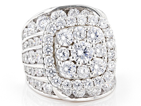 White Cubic Zirconia Rhodium Over Sterling Silver Ring 13.56ctw