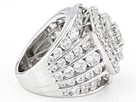 White Cubic Zirconia Rhodium Over Sterling Silver Ring 13.56ctw