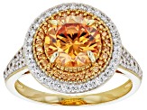 Champagne And White Cubic Zirconia 18k Yellow Gold Over Sterling Silver Ring 4.30ctw