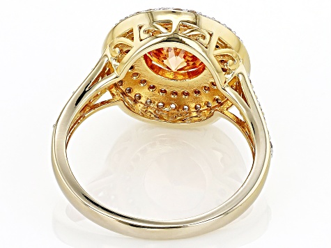 Champagne And White Cubic Zirconia 18k Yellow Gold Over Sterling Silver Ring 4.30ctw