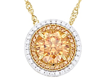 Picture of Champagne And White Cubic Zirconia 18k Yellow Gold Over Sterling Silver Pendant 3.97ctw