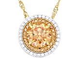 Champagne And White Cubic Zirconia 18k Yellow Gold Over Sterling Silver Pendant 3.97ctw