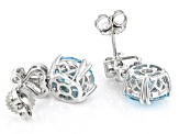 Blue And White Cubic Zirconia Platinum Over Sterling Silver Earrings 12.30ctw