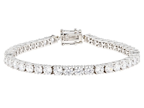 White Cubic Zirconia Rhodium Over Sterling Silver Tennis Bracelet 17.34ctw