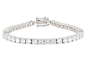 White Cubic Zirconia Rhodium Over Sterling Silver Tennis Bracelet 17.34ctw