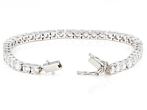 White Cubic Zirconia Rhodium Over Sterling Silver Tennis Bracelet 17 ...