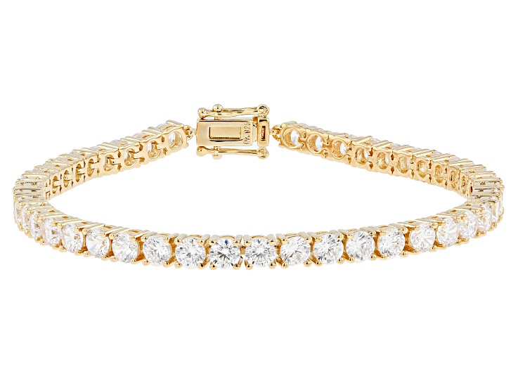 White Cubic Zirconia 18k Yellow Gold Over Sterling Silver