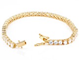 White Cubic Zirconia 18k Yellow Gold Over Sterling Silver Tennis Bracelet 17.34ctw