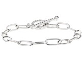 White Cubic Zirconia Rhodium Over Sterling Silver Paperclip Bracelet 1.31ctw