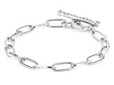 White Cubic Zirconia Rhodium Over Sterling Silver Paperclip Bracelet 1.31ctw