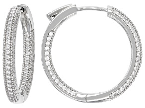 White Cubic Zirconia Rhodium Over Sterling Silver Hoops 2.65ctw