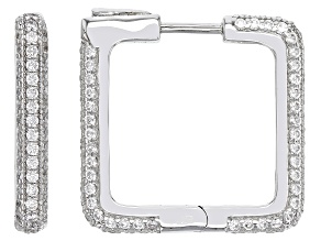 White Cubic Zirconia Rhodium Over Sterling Silver Hoops 3.14ctw
