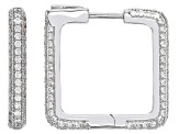White Cubic Zirconia Rhodium Over Sterling Silver Hoops 3.14ctw