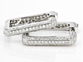 White Cubic Zirconia Rhodium Over Sterling Silver Hoops 3.14ctw