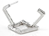 White Cubic Zirconia Rhodium Over Sterling Silver Hoops 3.14ctw
