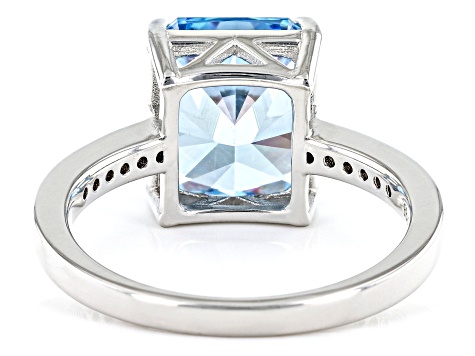 Blue And White Cubic Zirconia Platinum Over Sterling Silver Starry Cut Ring 8.68ctw