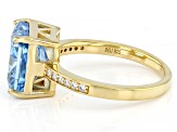 Blue And White Cubic Zirconia 18k Yellow Gold Over Sterling Silver Starry Cut Ring 8.68ctw