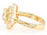 White Cubic Zirconia 18k Yellow Gold Over Sterling Silver Asscher Cut Ring 3.08ctw