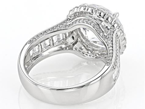 White Cubic Zirconia Rhodium Over Sterling Silver Ring 14.71ctw