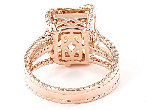 Champagne And White Cubic Zirconia 18k Rose Gold Over Sterling Silver Ring 11.38ctw