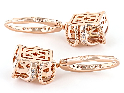 Champagne And White Cubic Zirconia 18k Rose Gold Over Sterling Silver Earrings 10.89ctw