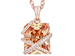 Champagne And White Cubic Zirconia 18k Rose Gold Over Sterling Silver Pendant With Chain 11.23ctw
