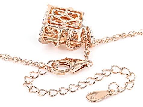 Champagne And White Cubic Zirconia 18k Rose Gold Over Sterling Silver Pendant With Chain 11.23ctw