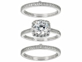 White Cubic Zirconia Rhodium Over Sterling Silver Ring Set 3.36ctw