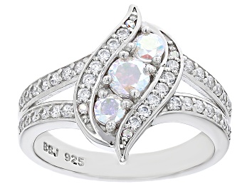 Picture of Aurora Borealis and White Cubic Zirconia Rhodium Over Sterling Silver Ring 1.43ctw