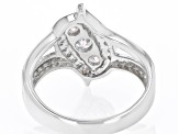 Aurora Borealis and White Cubic Zirconia Rhodium Over Sterling Silver Ring 1.43ctw