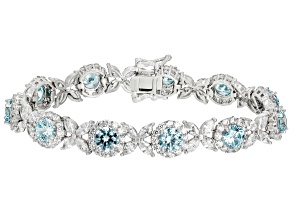 Blue And White Cubic Zirconia Rhodium Over Silver Tennis Bracelet 36.19ctw