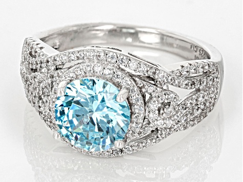 【ゆ】BrightWin White Cubic Zirconia Platinum Over Sterling Silver Ring