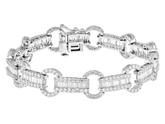 White Cubic Zirconia Rhodium Over Sterling Silver Tennis Bracelet 12.55ctw