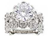 White Cubic Zirconia Rhodium Over Sterling Silver Ring Set 7.59ctw