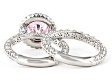 Pink And White Cubic Zirconia Rhodium Over Sterling Silver Ring Set 8.19ctw