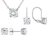 White Cubic Zirconia Platinum Over Sterling Silver Jewelry Set With Travel Case 8.00ctw