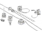 White Cubic Zirconia Platinum Over Sterling Silver Jewelry Set With Travel Case 8.00ctw