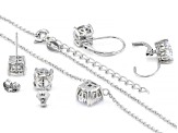 White Cubic Zirconia Platinum Over Sterling Silver Jewelry Set With Travel Case 8.00ctw