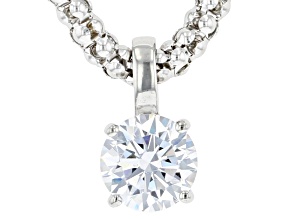 White Cubic Zirconia Platinum Over Sterling Silver Pendant With Popcorn Chain 2.00ctw