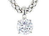 White Cubic Zirconia Platinum Over Sterling Silver Pendant With Popcorn Chain 2.00ctw