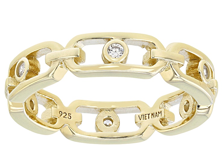 White Cubic Zirconia 18k Yellow Gold Over Sterling Silver