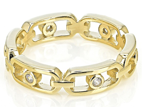 White Cubic Zirconia 18k Yellow Gold Over Sterling Silver 